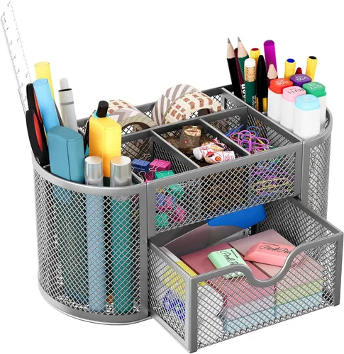 Vista 10 de Organizador para escritorio EasyPAG, malla metálica, 9 compartimentos, gavetas para escritorios con bandeja, Negro