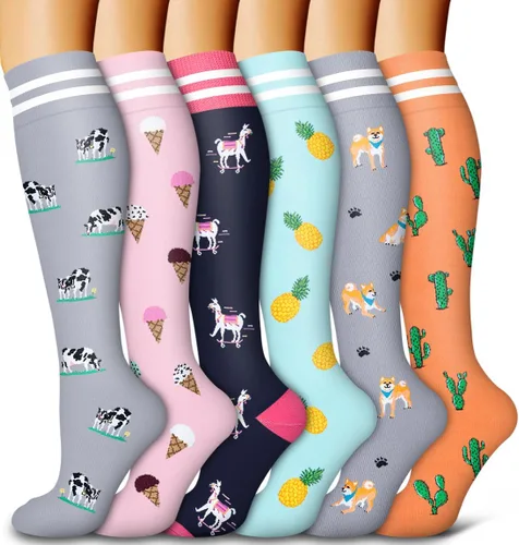 Vista 41 de Bluemaple Paquete de 6 calcetines de compresión de cobre para mujeres y hombres, el mejor apoyo para médicos, correr, enfermería, atletismo