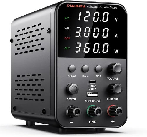 Vista 9 de Fuente de alimentación de CC variable, fuente de alimentación de banco de CC regulada de conmutación ajustable de 32 V 5 A con modo de carga