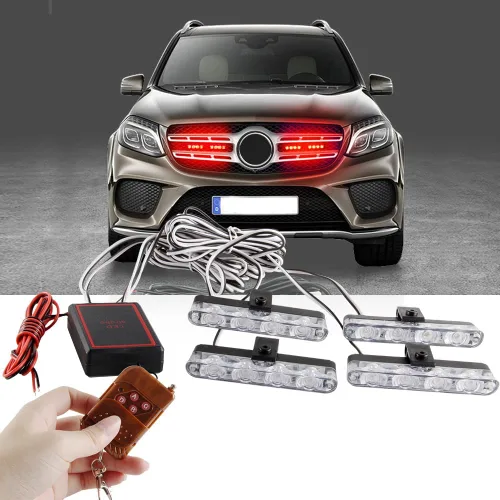 Vista 5 de Sidaqi 4 en 1 12V Estrobo de Emergencia Advertencia Rejilla Luces de Precaución Luces de Flash Para Coche Camión DRL Ambulancia Luces de Policía