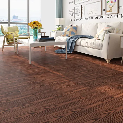 Vista 6 de FunStick Azulejos de suelo de madera marrón de 6 x 36 pulgadas, impermeables, de madera de nogal, azulejos de vinilo para despegar y pegar