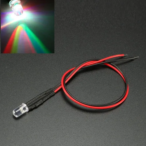 Vista 2 de uxcell 5pcs 0.197 in pre cableado LED, cambio lento DC9-12V lente transparente, diodos emisores de luz, luz colorida de cambio lento