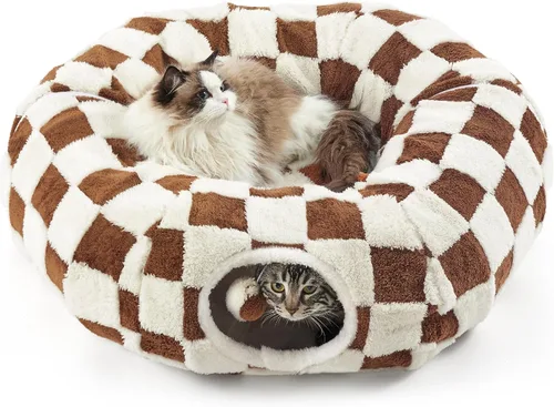 Vista 11 de Lesure Donut - Linda cama de túnel para gatos jacquard, grande, juguetes Arco Rosa Taffy