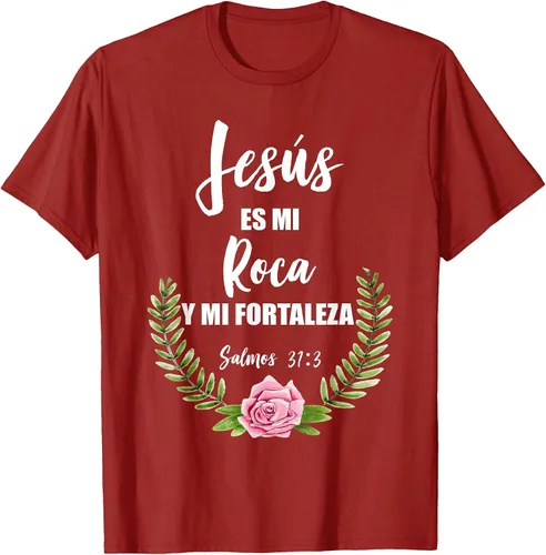 Vista 27 de Jesus ES Mi Roca - Camiseta con versículo bíblico cristiano español Salmos Asphalt Grey