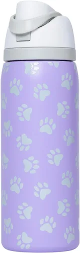 Vista 10 de Paw Print - Botella de agua de acero inoxidable con aislamiento de doble pared fácil de beber de 32 onzas, tapa abatible con una sola mano con Negro