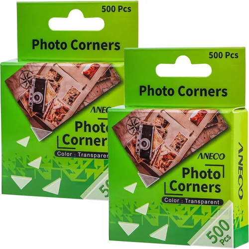 Vista 8 de Aneco Esquinas transparentes para fotos, calcomanías de esquina para montaje de fotos, álbumes de recortes, diario, 500 piezas/paquete