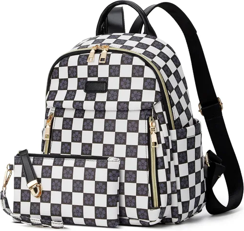 Vista 29 de Makes - Bolso tipo mochila para mujer, de piel sintética, bolso de viaje con diseño convertible a cartera, 12 pulg., Mochilas de viaje