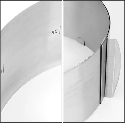 Vista 5 de 2 anillos de molde para pasteles de 6 a 12 pulgadas, molde ajustable para pastel, anillo circular de mousse de acero inoxidable y molde cuadrado