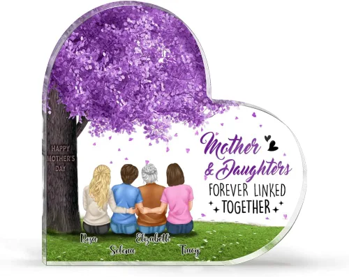 Vista 11 de GOSSBY Placa personalizada transparente (madre y 2 hijas) No siempre a la vista, pero siempre de corazón a corazón, placa personalizada con texto