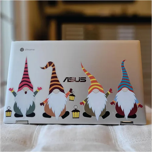 Vista 9 de Juego de 12 calcomanías de gnomos para laptop, calcomanías de gnomos para laptop, calcomanías estéticas para computadora portátil, calcomanías