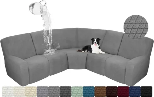 Vista 21 de ALIECOM Funda para Consola Central de Sillón Reclinable, Funda Elástica para Sofá Seccional Reclinable en Forma de L, Funda de Esquinas para Sofá