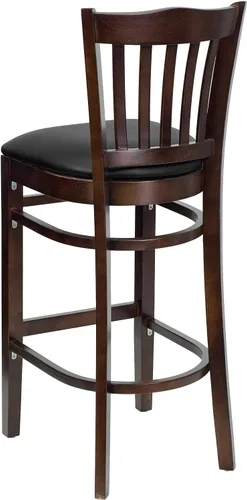 Vista 5 de Flash Furniture HERCULES Series - Taburete vertical para restaurante de madera de nogal, asiento de vinilo negro Asiento de vinilo negro/marco