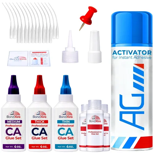 Vista 10 de Pegamento CA mediano de 2 onzas para carpintería, kit de superpegamento premium para torneado de madera con botellas adicionales, tapas