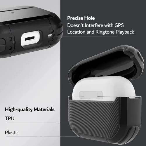 Vista 2 de PZOZ Funda protectora con llavero compatible con Apple Airpods Pro de 2ª generación, PC y TPU cubierta dura protectora compatible con carga