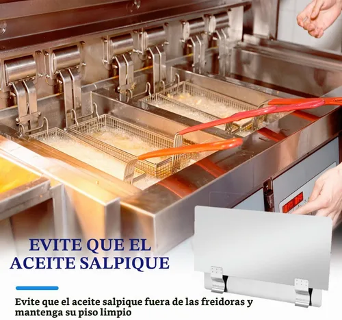 Vista 6 de Paquete de 2 protectores de salpicaduras de acero inoxidable para freidora lateral de estufa, protectores contra salpicaduras de aceite para cocina