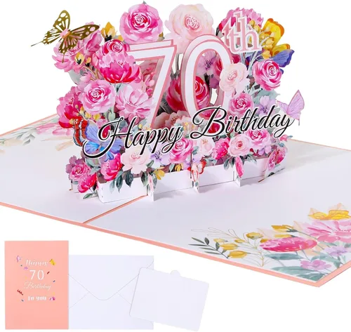 Vista 8 de Tarjeta desplegable de 60 cumpleaños para ella, tarjeta de felicitación desplegable de feliz 60 cumpleaños para mujeres, hermosa tarjeta