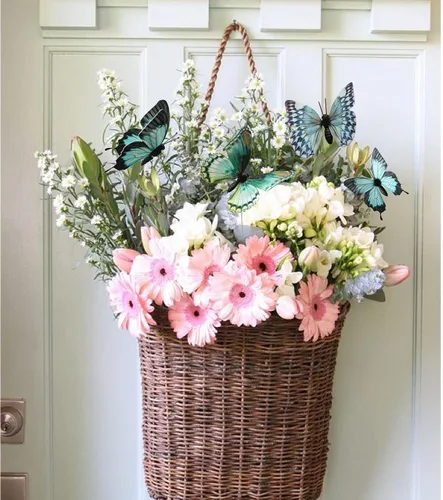 Vista 4 de Paquete de 12 decoraciones de mariposa, decoración de estacas de mariposa 3D, 2 tamaños de adorno de mariposa para el hogar, flores falsas