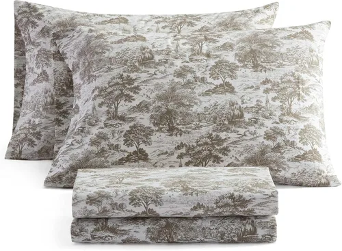 Vista 2 de Martha Stewart - Juego de sábanas tamaño individual con sábana bajera y funda de almohada, ropa de cama de percal de algodón con una sensación