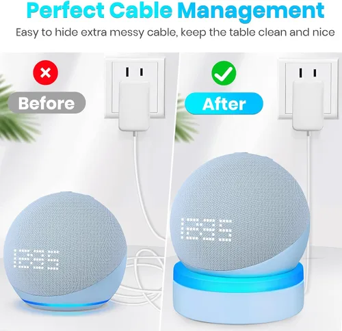 Vista 4 de ZUOLACO Soporte de mesa para Echo Dot 5ª generación, soporte de escritorio para Echo Dot 4ª/5ª generación, soporte base con guía de luz, accesorios