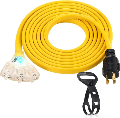 Vista 23 de Tellegloww Cable generador plano para RV NEMA TT-30p a 3X 5-20R/5-15R de 10 Negro