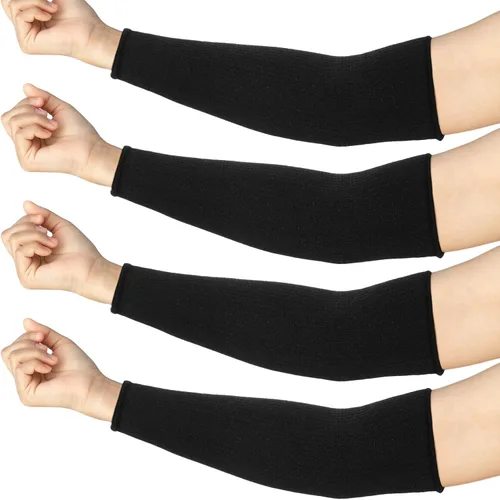 Vista 13 de Neer 4 pares de mangas protectoras para brazos para piel delgada, anticortes, resistentes a quemaduras, funda para antebrazo para cocina y Negro