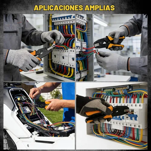 Vista 7 de Kit de herramientas de crimpado de alambre de trinquete de 200 piezas, alicates de crimpado de virola con 5 mordazas intercambiables, crimpadora
