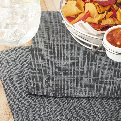 Vista 3 de Restaurantware Luxenap - Servilletas de cena de 2 capas de 15.5 x 15.3 pulgadas, 50 servilletas desechables, sensación de lino con hilos blancos