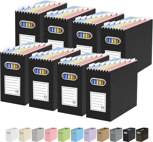 Vista 7 de Oterri Caja Organizadora de Archivos de Cartón para Carpetas Colgantes Tamaño Carta, Caja de Archivos para Escritorio de Computadora, Archivador