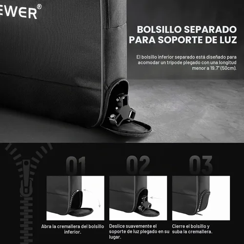 Vista 5 de Neewer Bolsa de transporte de luz de anillo de 12 pulgadas para RH12B RH12C RH10B RH8B, 19.7"x16.5"/50x42cm Funda de viaje de nailon protectora