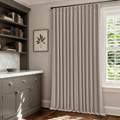 Vista 37 de Juego de 2 paneles de cortinas plisadas negras de 80 pulgadas para sala de estar, cortinas plisadas de lino con forro de 80 pulgadas de largo, 100%