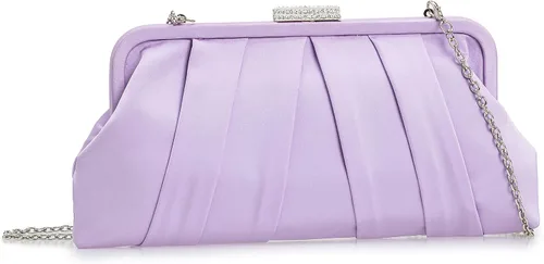 Vista 13 de CHARMING TAILOR Bolso de embrague clásico plisado de satén adornado con diamantes para bodas, bailes, eventos de corbata negra
