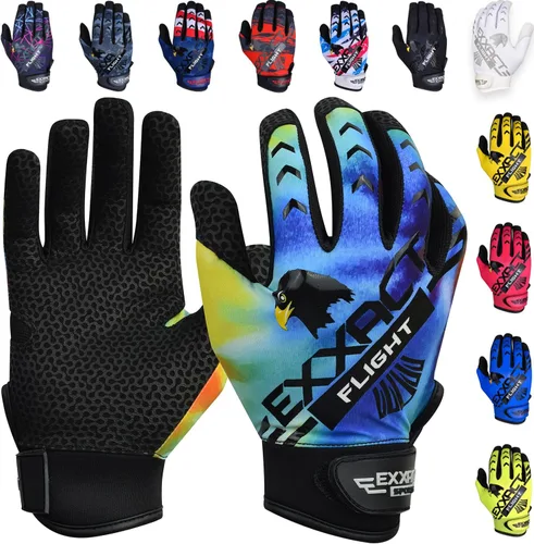 Vista 9 de Exxact Sports Guantes de bateo de béisbol para jóvenes y adultos con palma de cuero texturizada, guantes de bateo de sóftbol para mujeres/hombres