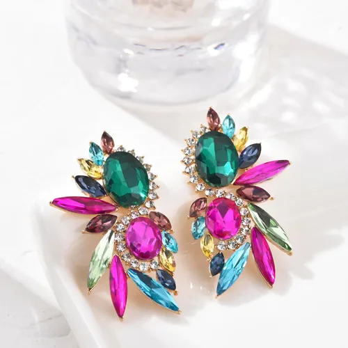 Vista 7 de Aretes colgantes vintage con diamantes de imitación para mujer