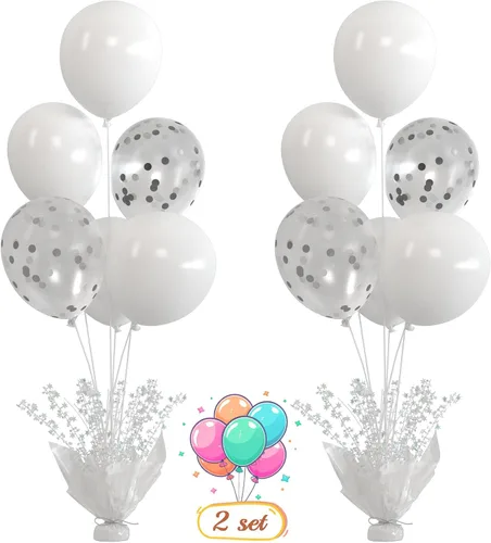 Vista 25 de 2 Juego de Globos de Mesa Negros con Spray de Aluminio para Centro de Mesa con Globos Negros y de Confeti, Kit de Soporte para Decoración de Mesa