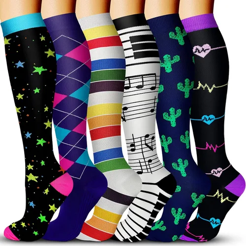 Vista 31 de Calcetines de compresión para mujeres y hombres 15-20 mmHg, mejores para uso médico, enfermería, para correr, atletismo, varices, viajes