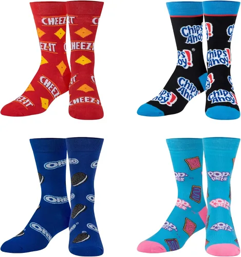 Vista 2 de Crazy Socks, Snack & Junk Food Themes, Fun Silly Novelty Crew, Large, Fun 8 Pack