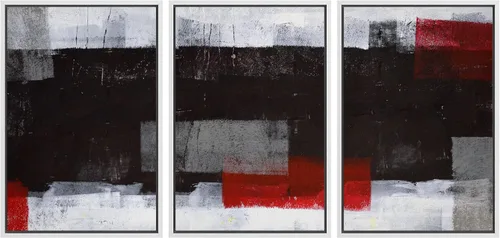 Vista 55 de wall26 Lienzo enmarcado para pared, juego de arte con trazos de pintura roja y naranja vibrante, paisaje, formas abstractas, ilustraciones, arte