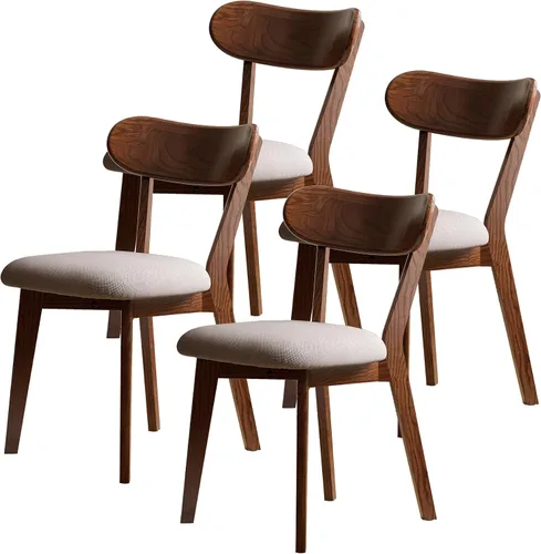 Vista 14 de JUSTONE Mid-Century - Juego de 2 sillas de comedor modernas de madera maciza con respaldo ergonómico, estilo granja para comedor (negro)