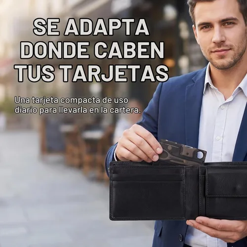 Vista 5 de Multiherramienta negra de bolsillo 12 en 1, equipo de supervivencia de tamaño de tarjeta de crédito para EDC Kit multiherramienta compacto