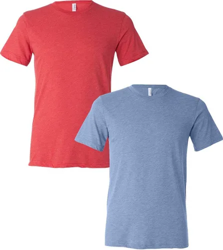 Vista 245 de Bella Canvas 3413c para hombre (1) Triblend verde + (1) Triblend rojo