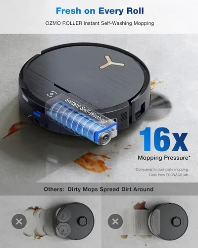 Vista 3 de ECOVACS DEEBOT X9 PRO Omni Robot Aspirador y Fregasuelos, 16,600Pa de succión potente, fregona OZMO con rodillo autolavable instantáneo, ZeroTangle