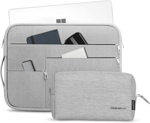 Vista 14 de Omnpak - Funda para laptop de 13 pulgadas para MacBook Air/Pro M5-M1/MacBook Neo con bolsillos y asa lateral, funda protectora resistente al agua