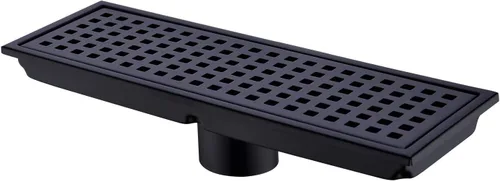 Vista 8 de Drenaje lineal de acero inoxidable de 12 pulgadas con adaptador roscado, rejilla de rejilla de cubierta extraíble, rectangular, cobre antiguo
