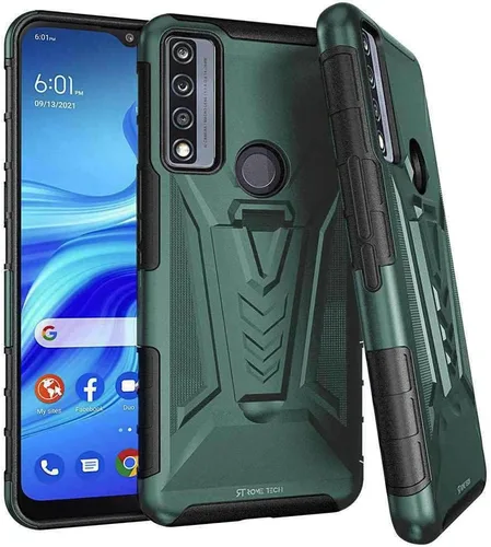 Vista 22 de Rome Tech Funda con clip para cinturón para Cricket Icon 3 de 6.5 pulgadas (2021) - Funda de teléfono celular de doble capa a prueba de golpes