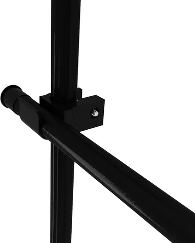 Vista 6 de Perchero industrial de tubería, perchero de ropa de 2 niveles con estantes, barra de ropa de hierro negro desmontable resistente montado