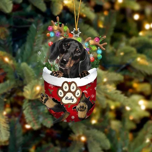 Vista 225 de Adornos personalizados de Pug cervatillo – Decoración personalizada para árbol de Navidad con patas de bolsillo de nieve