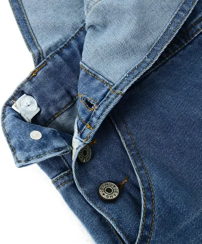 Vista 5 de Overol de mezclilla para niñas con tirantes ajustables Azul-2467