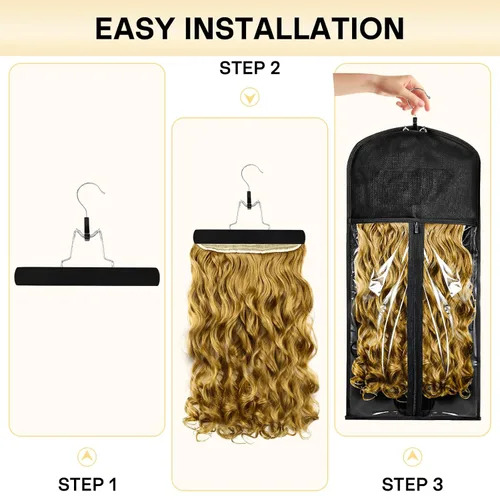 Vista 7 de VARIPOWDER - 10 bolsas de almacenamiento para pelucas con colgador de peluca para múltiples pelucas Dust-Proof Wigs Bag for Wigs & Accessories