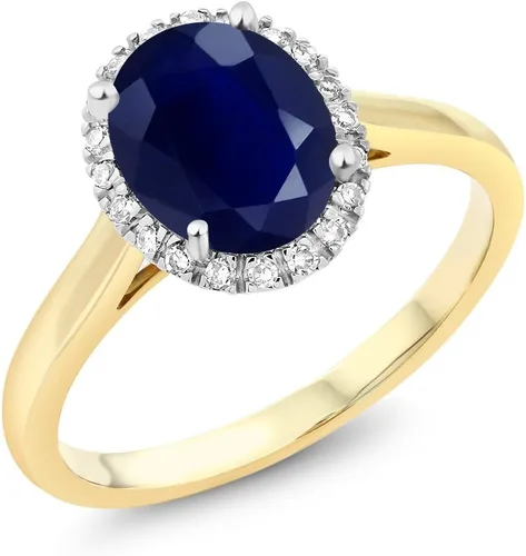 Vista 49 de Gem Stone King Anillo de compromiso ovalado de oro amarillo de 10 quilates con piedra natal y halo de diamantes Ovalado de 0.354 x 0.276 in