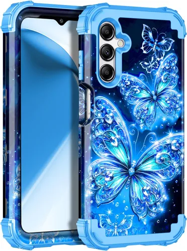 Vista 11 de Miqala Funda para Galaxy A14 5G, que brilla en la oscuridad, tres capas, resistente, a prueba de golpes, protección completa, parachoques